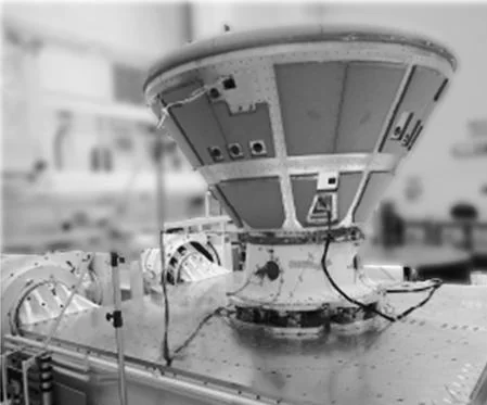 A satellite structure on its vibration test setup