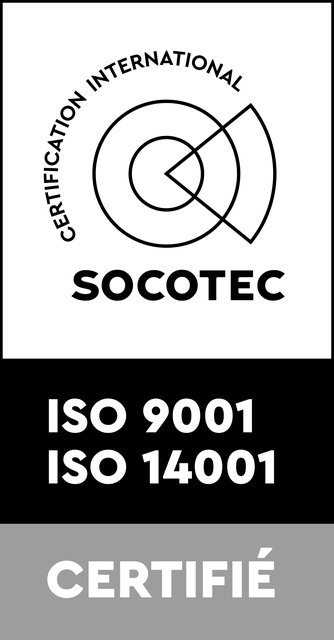 SOCOTEC certification mark, ISO 9001 and ISO 14001